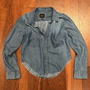Rails Blue Denim Chambray Long Sleeve Collared Button Up Shirt Blouse